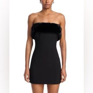 NWT Ronny Kobo Black Faux Fur Mini Clause Dress